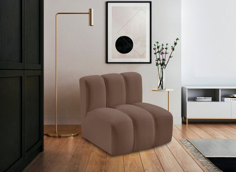 Arc Faux Leather Modular Chair Brown - 101Brown-ST - Luna Furniture