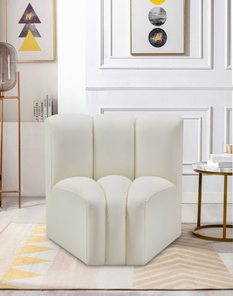Arc Faux Leather Modular Chair Cream - 101Cream-CC - Luna Furniture