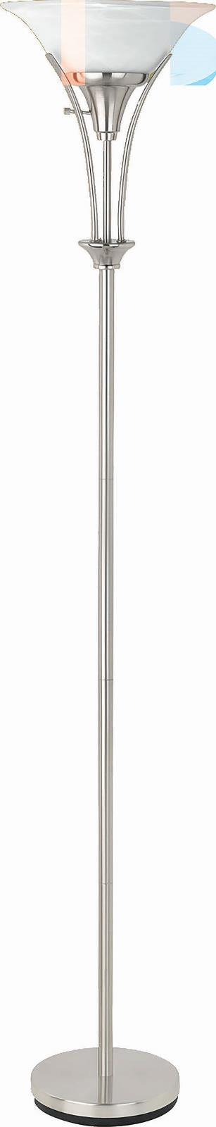 Archie Brushed Steel Floor Lamp with Frosted Ribbed Shade from Coaster - Luna Furniture