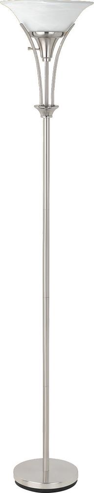 Archie Floor Lamp with Frosted Ribbed Shade Brushed Steel - 901193 - Luna Furniture
