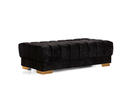 Ariana Black Velvet Ottoman - ARIANABLACK-OTT - Luna Furniture
