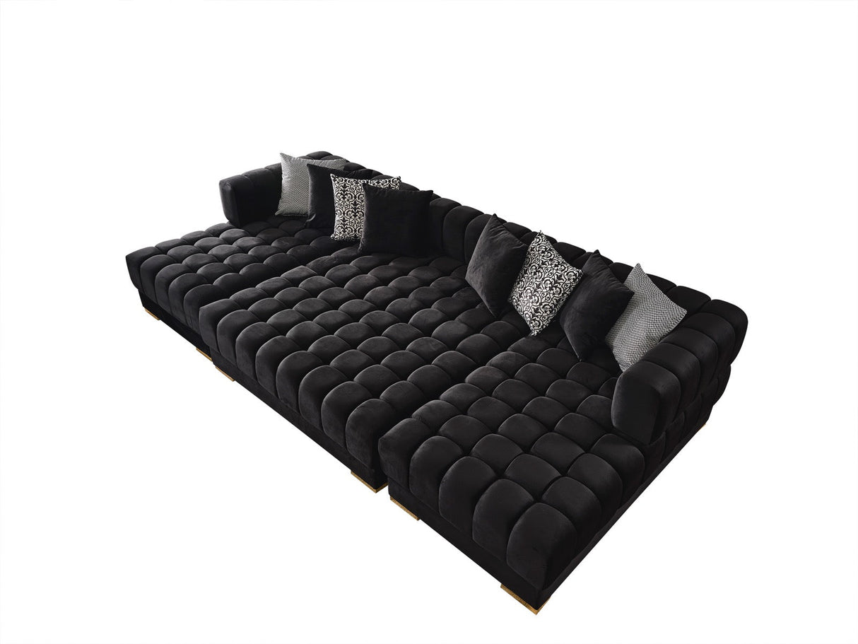 Ariana Black Velvet Ottoman - ARIANABLACK-OTT - Luna Furniture