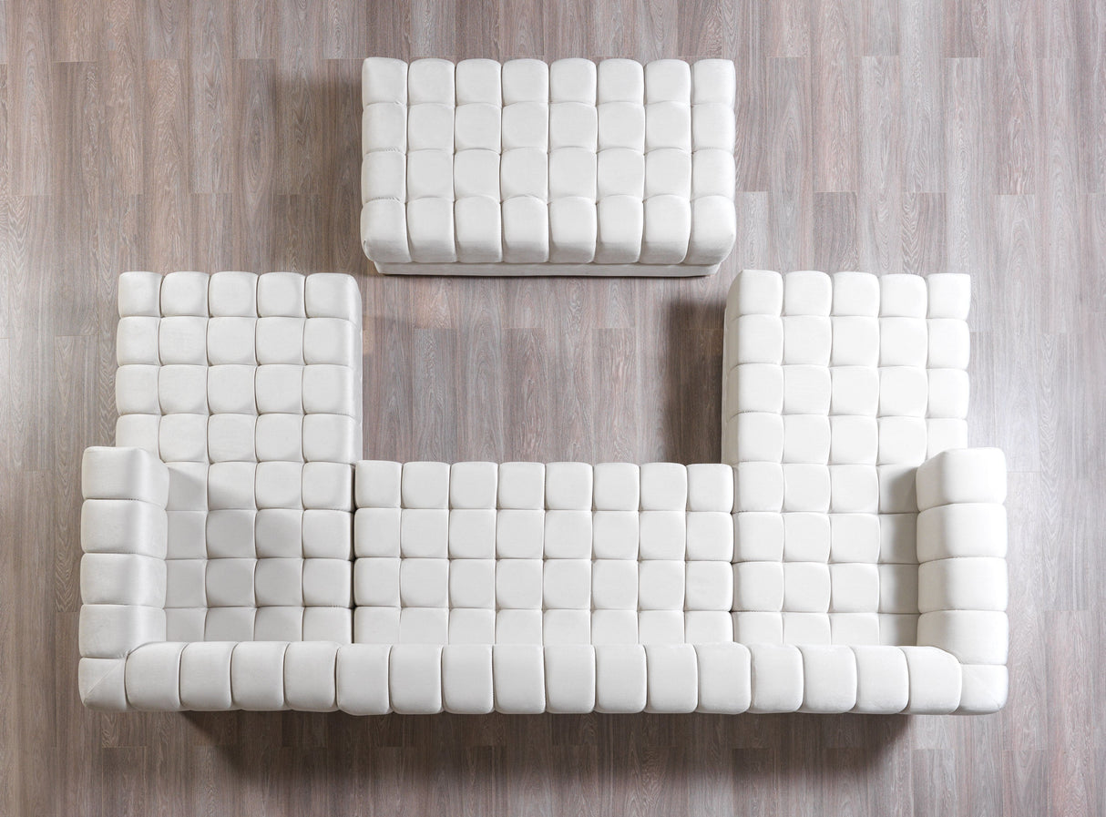 Ariana Ivory Velvet Double Chaise Sectional - ARIANAIVORY-SEC - Luna Furniture