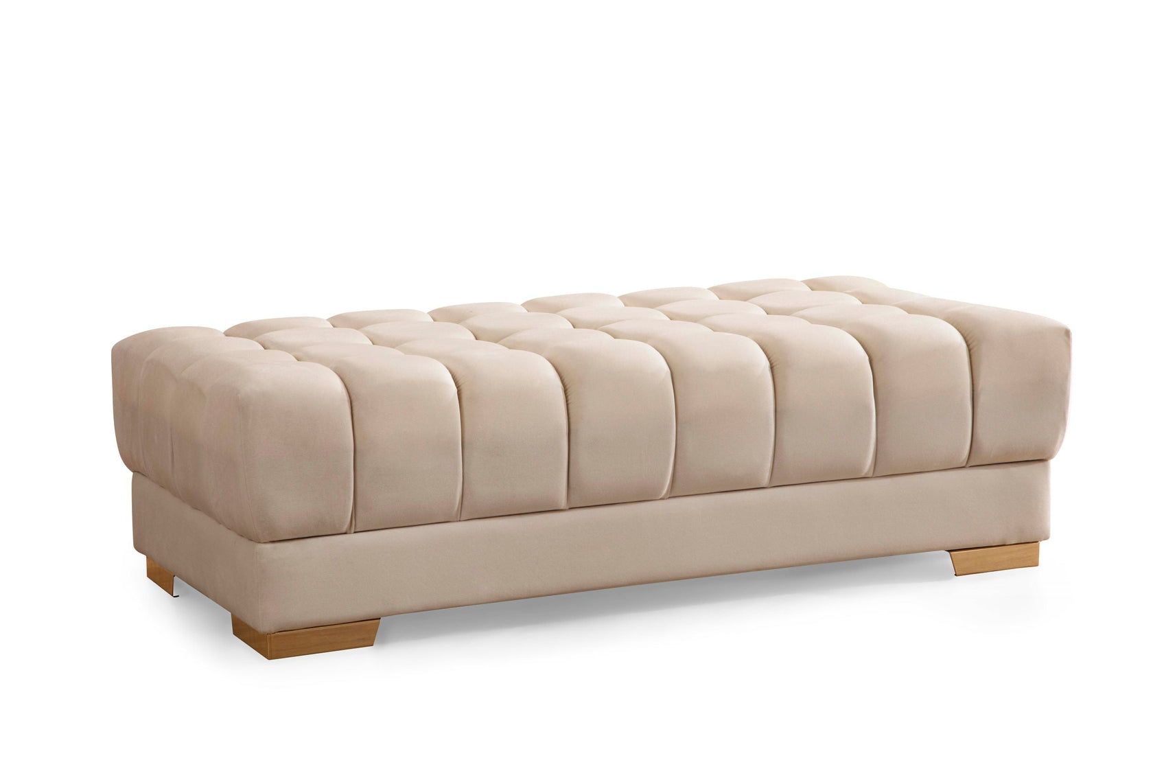 Ariana Ivory Velvet Ottoman from Nova Furniture - Luna Furniture