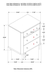 Arini Sand Wash 3-Drawer Nightstand with Dual USB Ports from Coaster - Luna Furniture