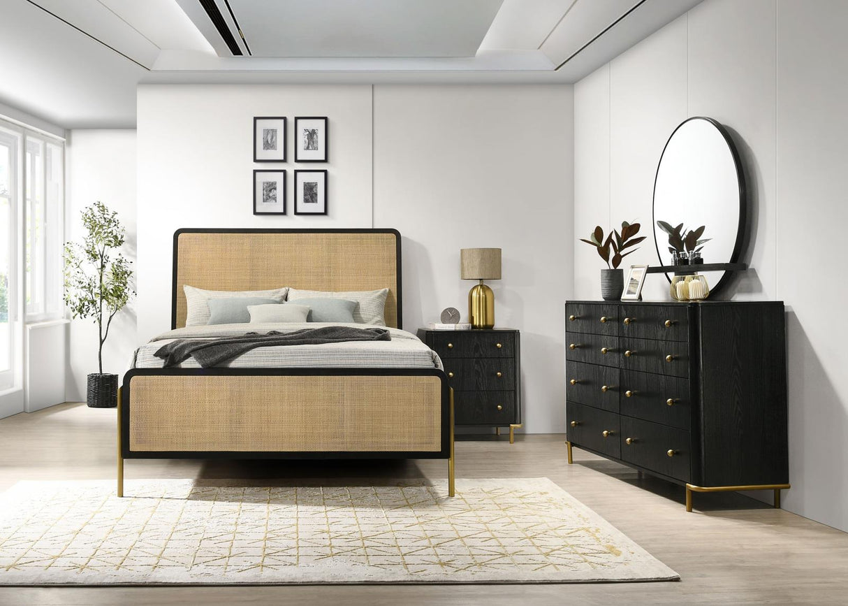 Arini Black and Natural 4-Piece Eastern King Bedroom Set from Coaster - Luna Furniture