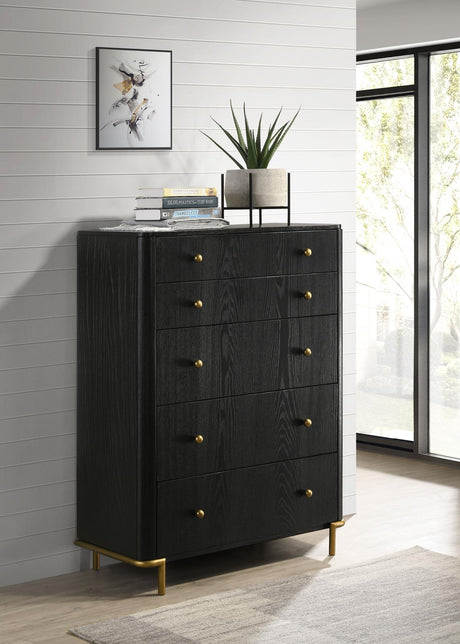 Arini Black 5-Drawer Bedroom Chest from Coaster - Luna Furniture