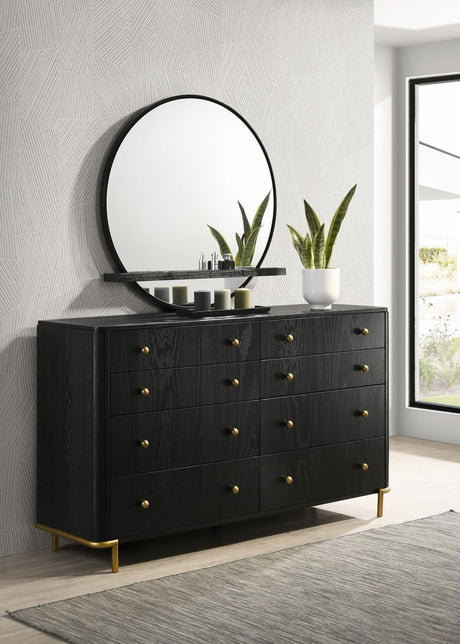 Arini 8-drawer Bedroom Dresser with Mirror Black - 224333M - Luna Furniture