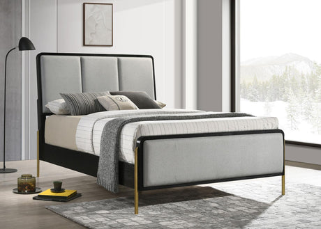 Arini Queen Bed with Upholstered Headboard Black and Grey - 224331Q - Luna Furniture