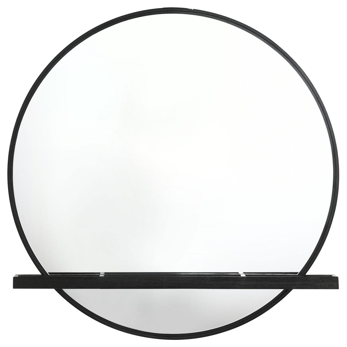 Arini Round Dresser Mirror with Shelf Black - 224334 - Luna Furniture