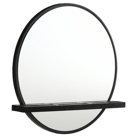 Arini Round Vanity Wall Mirror with Shelf Black - 224338 - Luna Furniture