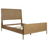 Arini Upholstered Queen Panel Bed Sand Wash and Natural Cane - 224300Q - Luna Furniture