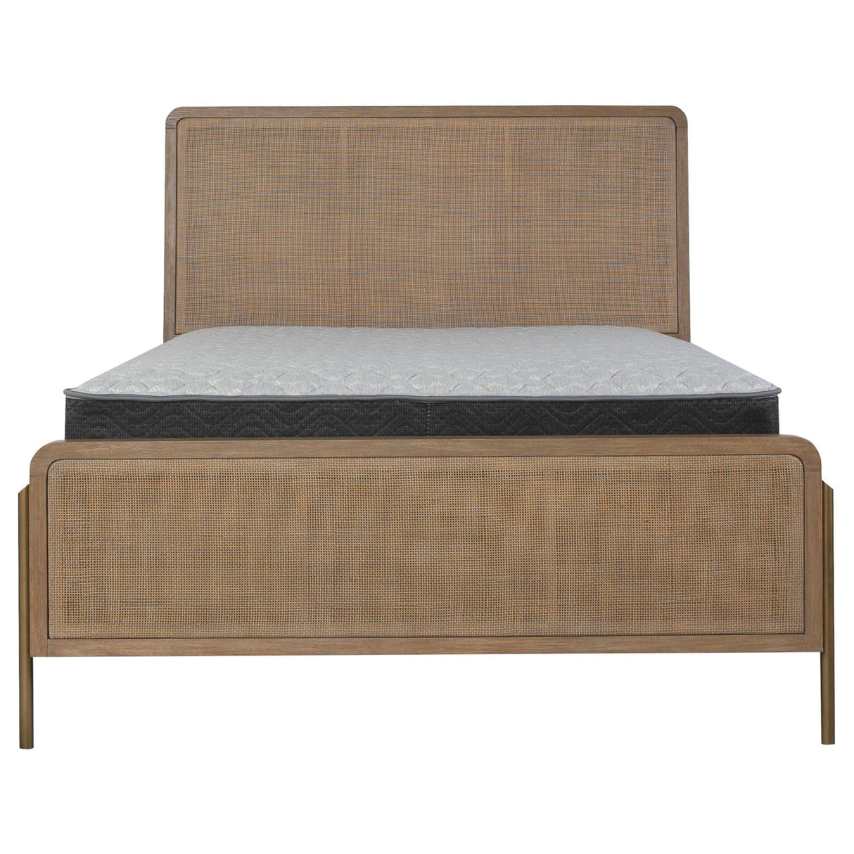 Arini Sand Wash and Natural Cane Upholstered Queen Panel Bed from Coaster - Luna Furniture