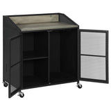 Arlette Gray Wash and Sandy Black Wine Cabinet with Wire Mesh Doors from Coaster - Luna Furniture