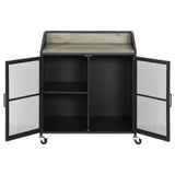 Arlette Gray Wash and Sandy Black Wine Cabinet with Wire Mesh Doors from Coaster - Luna Furniture