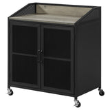 Arlette Gray Wash and Sandy Black Wine Cabinet with Wire Mesh Doors from Coaster - Luna Furniture