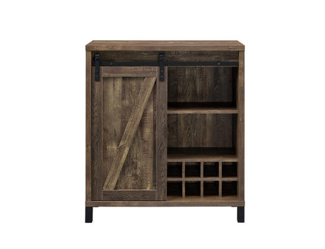Arlington Rustic Oak Bar Cabinet with Sliding Door from Coaster - Luna Furniture