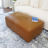 Arten Mid-Century Modern Tan Leather Ottoman - AFC01985 - Luna Furniture