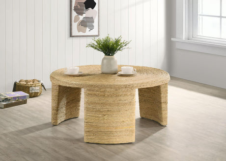 Artina Woven Rattan Round Coffee Table Natural Brown - 708508 - Luna Furniture