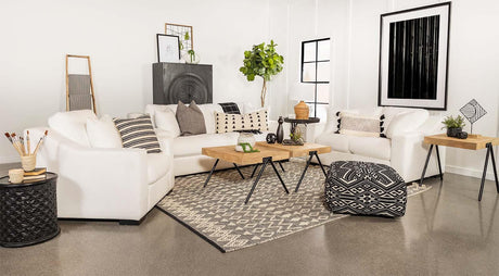 Ashlyn 3-piece Upholstered Sloped Arms Living Room Set White - 509891-S3 - Luna Furniture