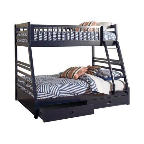 Ashton Navy Blue Twin over Full 2-Drawer Bunk Bed from Coaster - Luna Furniture