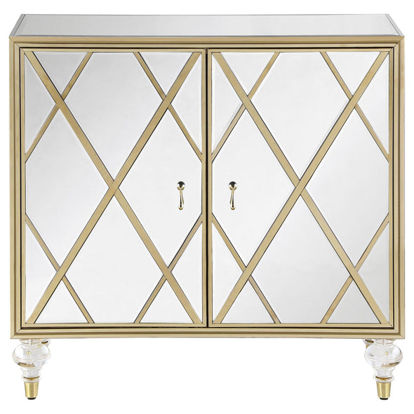 Astilbe 2-door Accent Cabinet Mirror and Champagne - 951851 - Luna Furniture