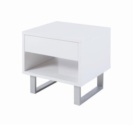 Atchsion 1-drawer End Table High Glossy White - 705697 - Luna Furniture