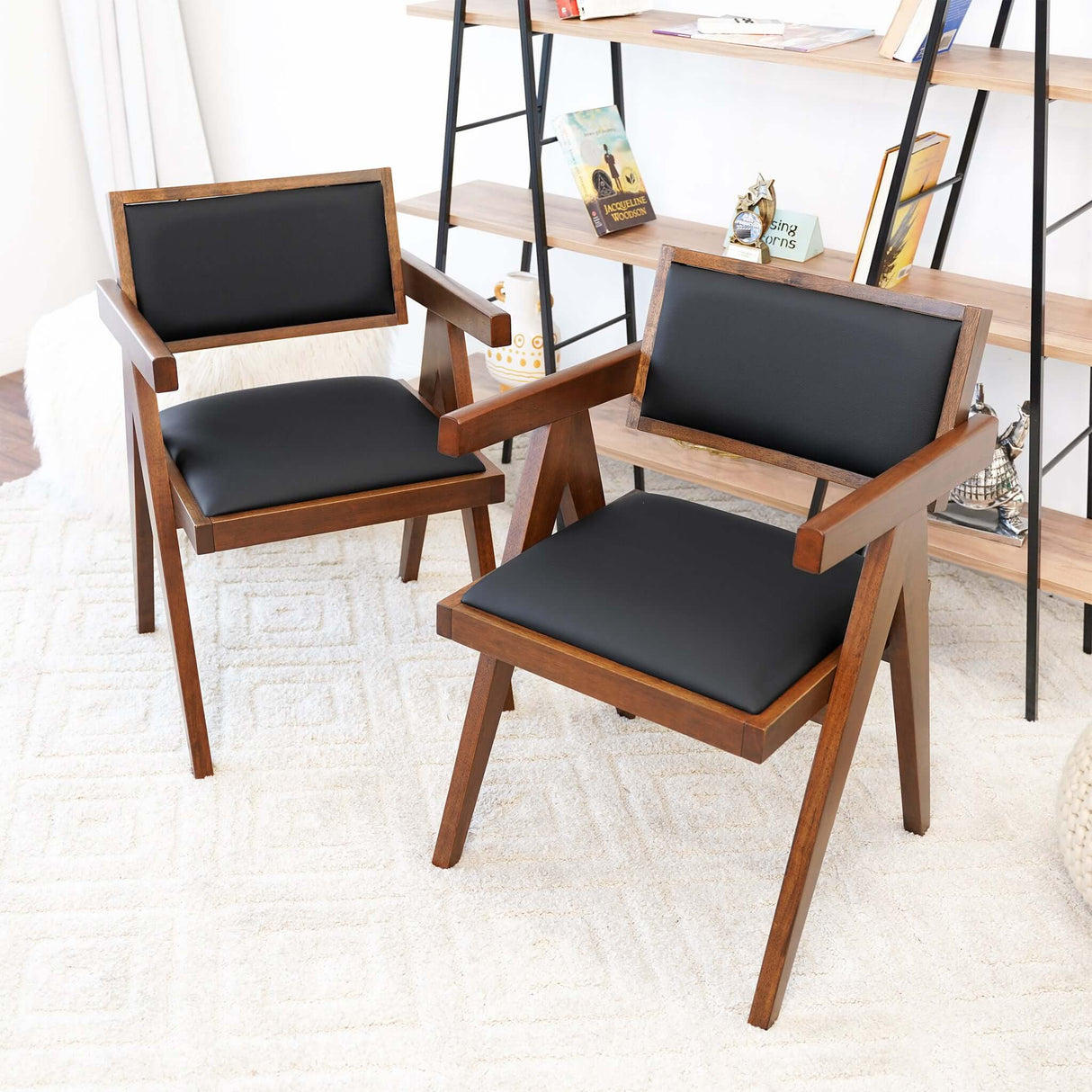 Athena Black Leather Dining Chair (Set of 2) from Midinmod - Luna Furniture