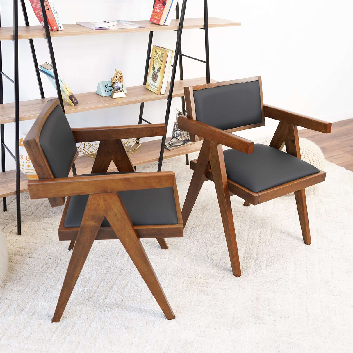 Athena Black Leather Dining Chair (Set of 2) from Midinmod - Luna Furniture