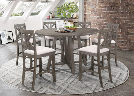 Athens Round Counter Height Table with Drop Leaf Barn Grey - 109858 - Luna Furniture