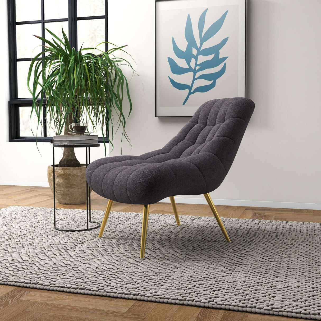 Aubrey Grey French Boucle Lounge Chair from Midinmod - Luna Furniture