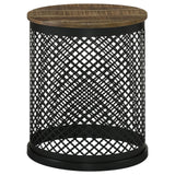 Aurora Round Accent Table with Drum Base Natural and Black - 935990 - Luna Furniture