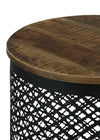 Aurora Round Accent Table with Drum Base Natural and Black - 935990 - Luna Furniture