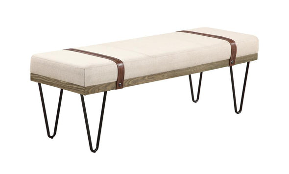 Austin Upholstered Bench Beige and Black - 910258 - Luna Furniture