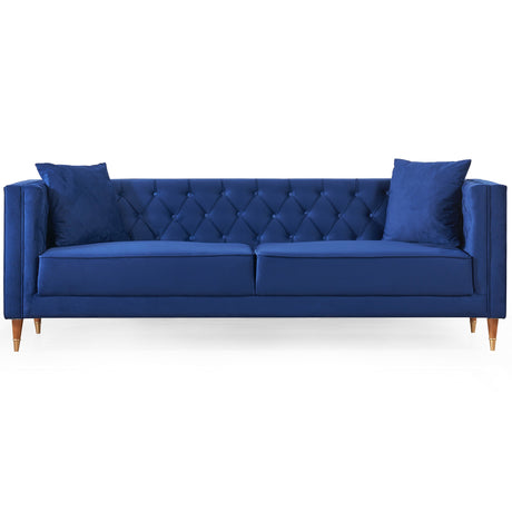 Autumn Mid-Century Modern  Dark Blue Velvet Sofa - AFC00432 - Luna Furniture