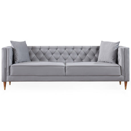 Autumn Mid-Century Modern  Light Grey Velvet Sofa - AFC01882 - Luna Furniture
