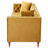 Autumn Mid-Century Modern  Yellow Mustard Velvet Sofa - AFC01881 - Luna Furniture