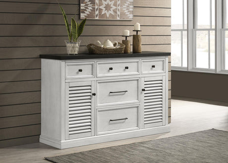 Aventine 5-drawer Dining Sideboard Buffet Cabinet with Cabinet Charcoal and Vintage Chalk - 108245 - Luna Furniture