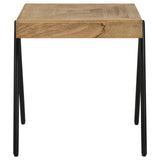 Avery Square End Table with Metal Legs Natural and Black - 724317 - Luna Furniture