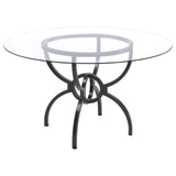 Aviano Clear and Gunmetal 48" Round Glass Top Dining Table from Coaster - Luna Furniture