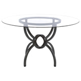 Aviano Clear and Gunmetal 48" Round Glass Top Dining Table from Coaster - Luna Furniture