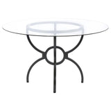 Aviano Clear and Gunmetal 48" Round Glass Top Dining Table from Coaster - Luna Furniture
