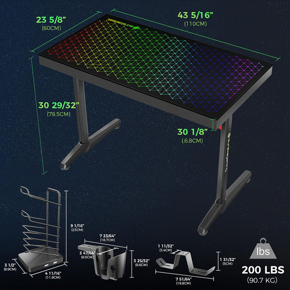 Avoca Tempered Glass Top Gaming Desk Black - 802439 - Luna Furniture