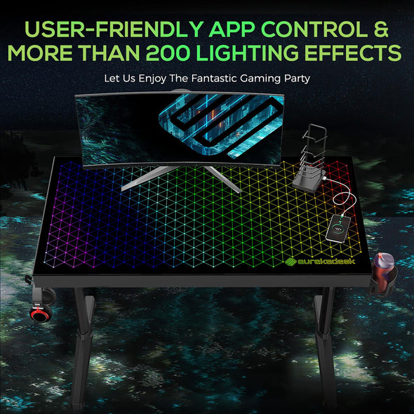 Avoca Tempered Glass Top Gaming Desk Black - 802439 - Luna Furniture