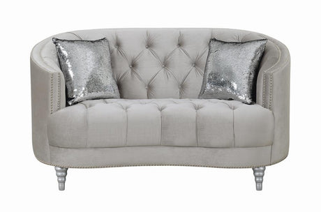 Avonlea Sloped Arm Tufted Loveseat Grey - 508462 - Luna Furniture