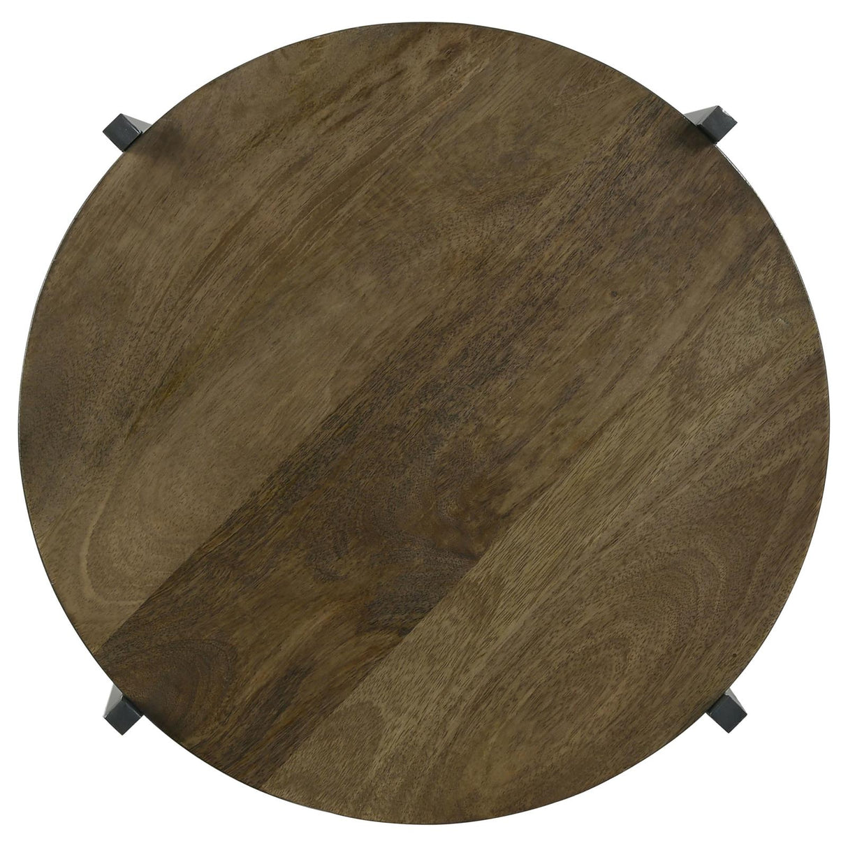 Axel Natural and Gunmetal Round Accent Table with Open Shelf from Coaster - Luna Furniture