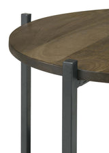 Axel Round Accent Table with Open Shelf Natural and Gunmetal - 935993 - Luna Furniture