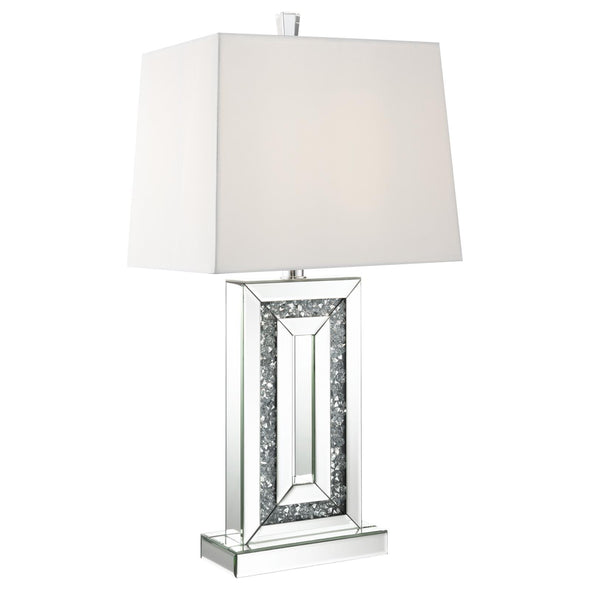 Ayelet Table Lamp with Square Shade White and Mirror - 923288 - Luna Furniture