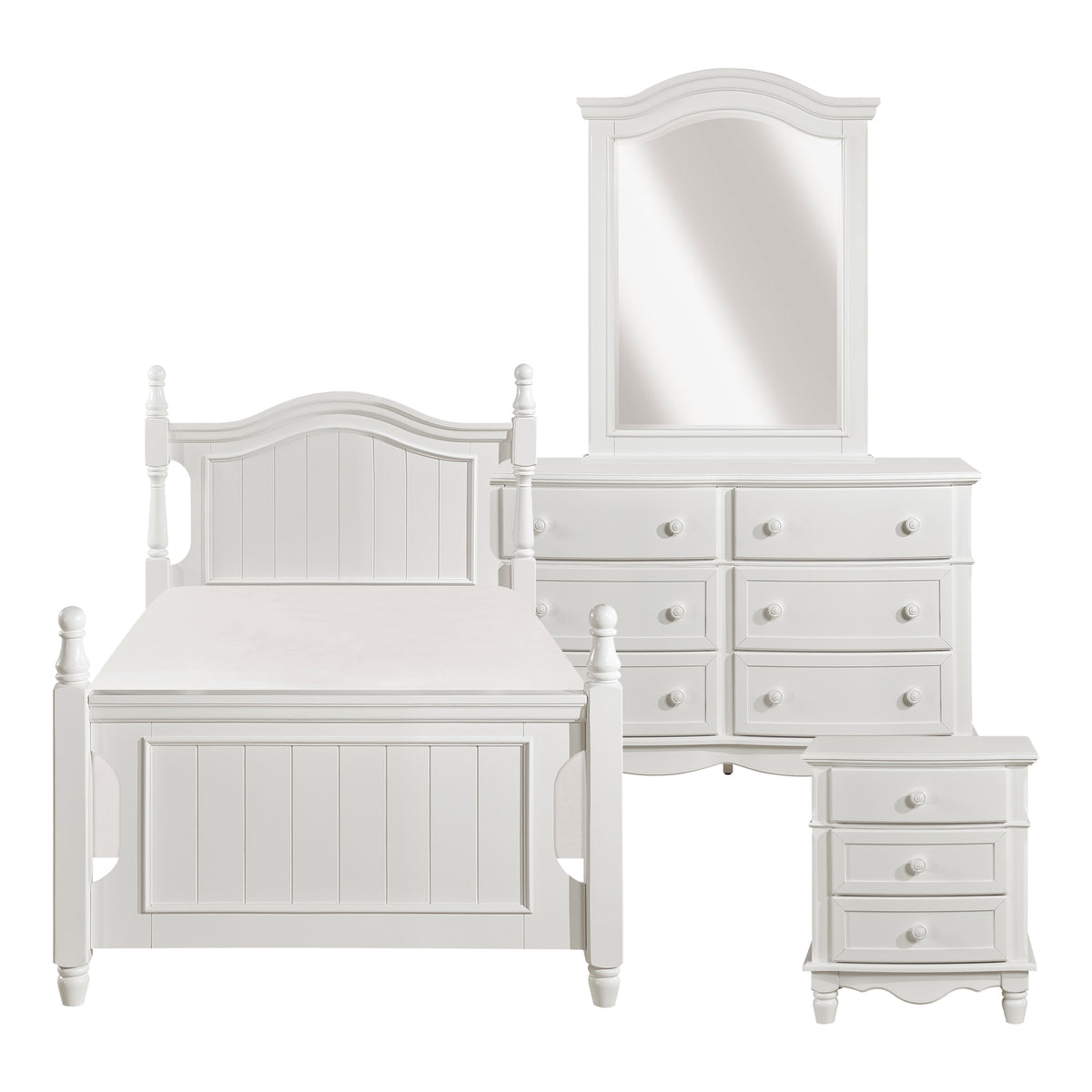 B1799T-1*4 4-Piece Youth Bedroom Set (Twin Bed, Nightstand, Dresser, Mirror) from Homelegance - Luna Furniture