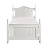 Clementine White Twin Platform Bed, paneled footboard and curved headboard, front view